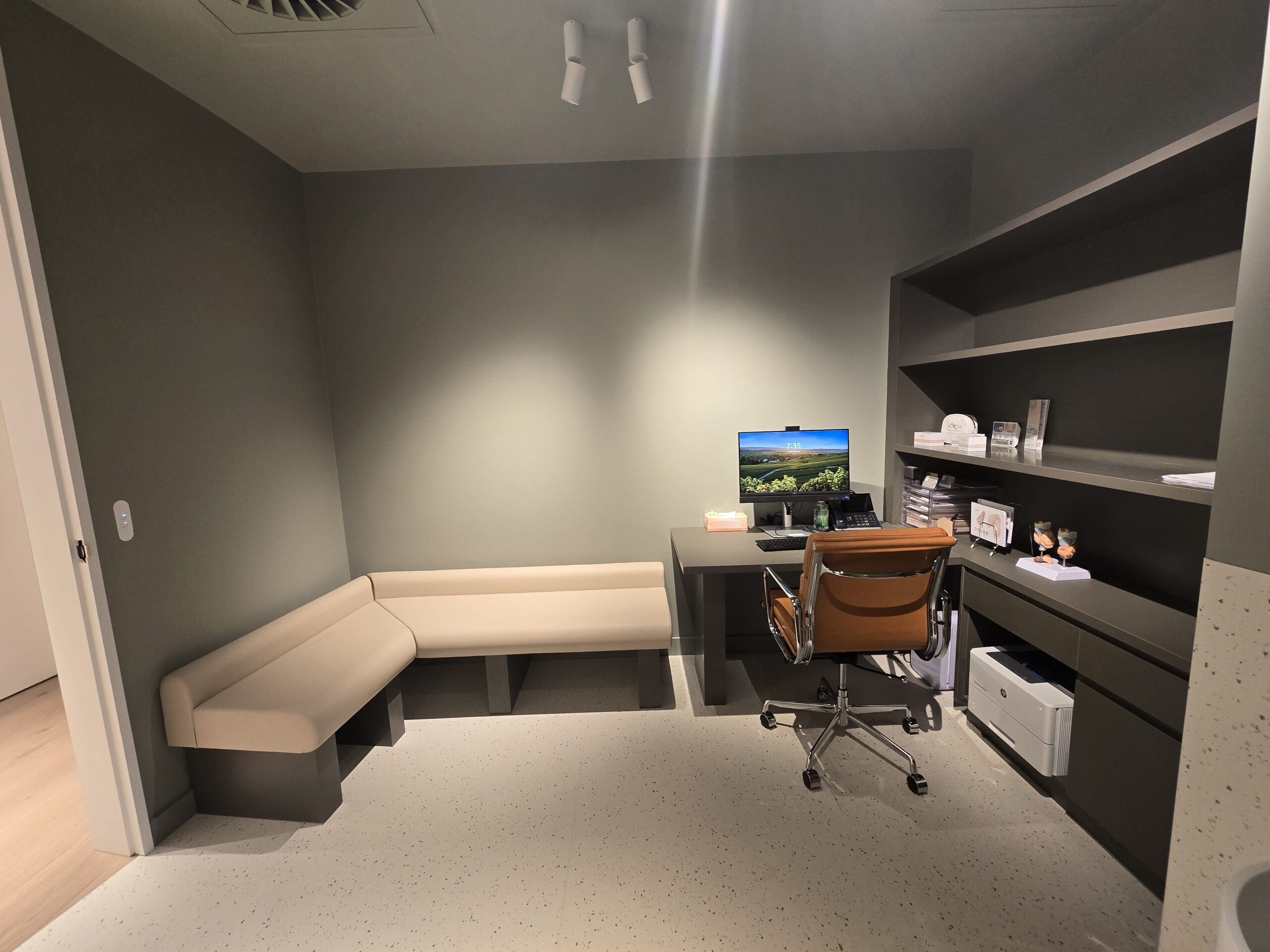 Custom coffee table with banquette