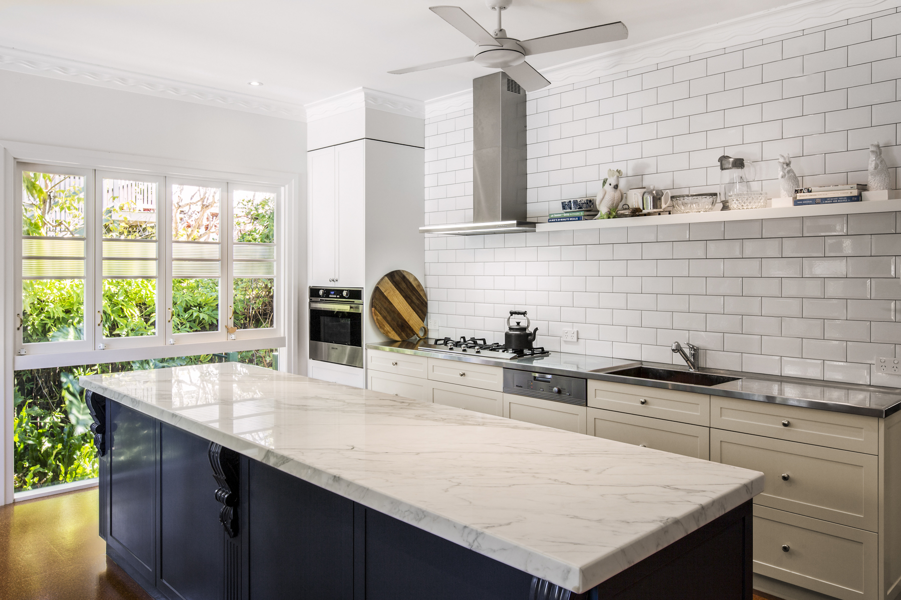 Banquette seating leather detail